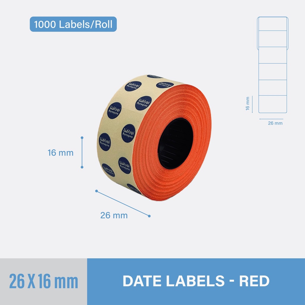 Red Date Sticker 26x16mm - Two-Line - Non-Thermal