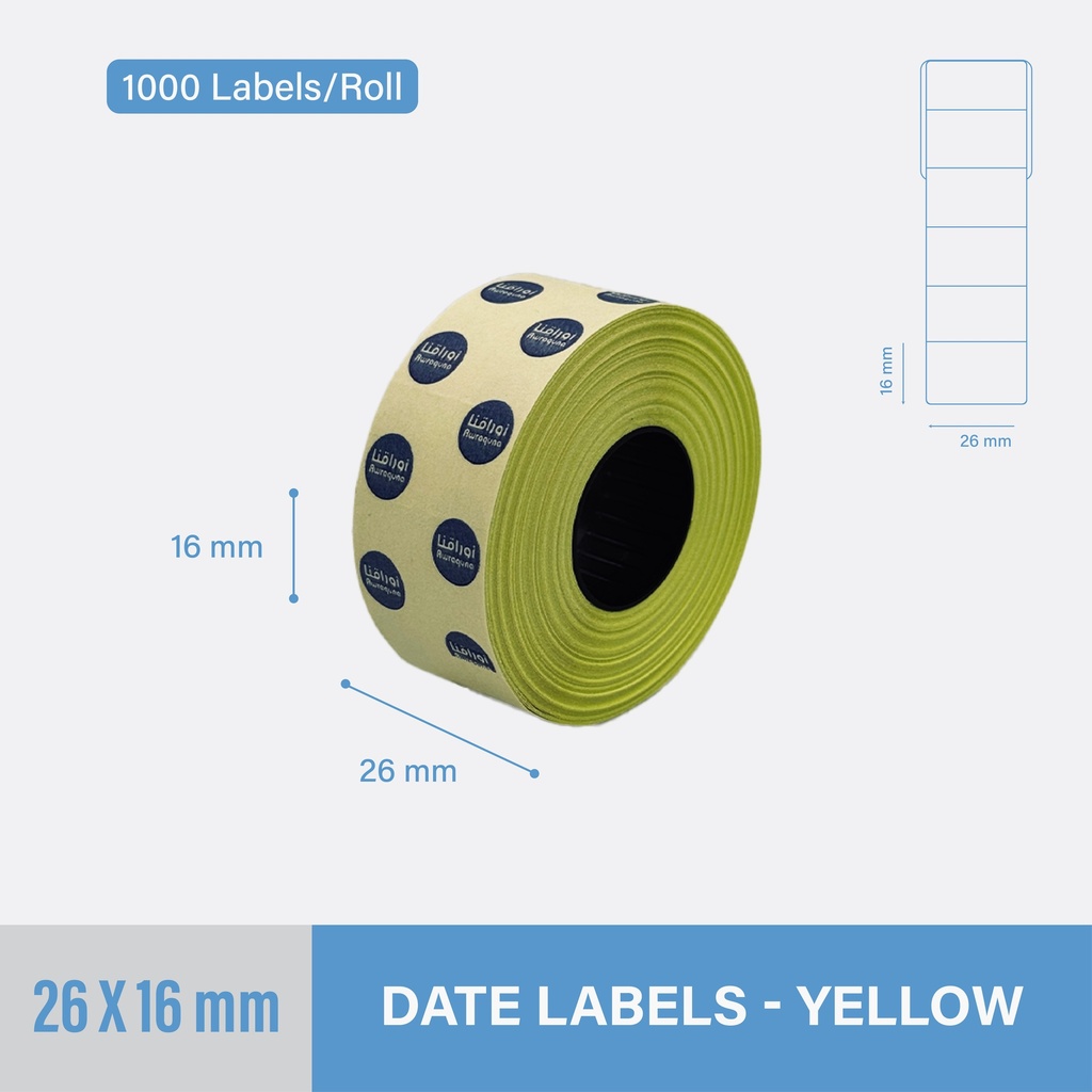 Yellow Date Sticker 26-16mm two-line-non-thermal