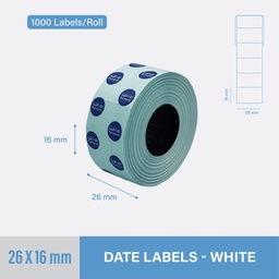 [DSW2616] White Date Label 26x16mm -Two Line