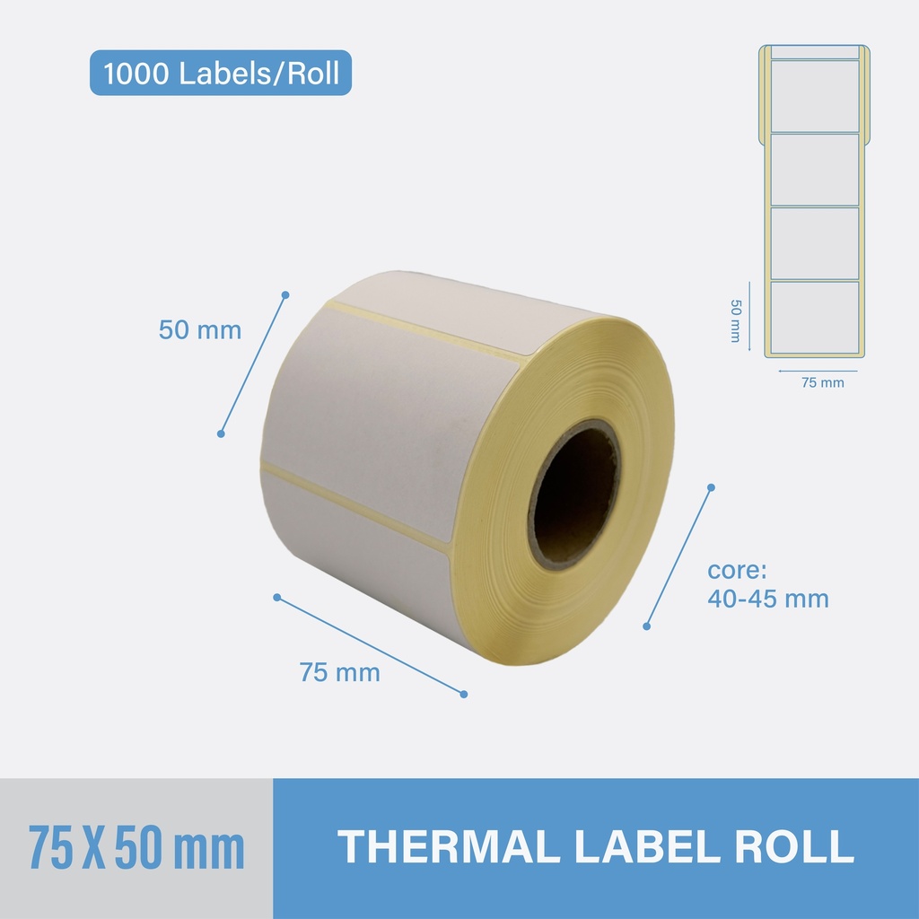 Thermal Sticker 75x50mm - 1000 pcs/roll