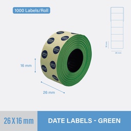 [DSG2616] [DSTG-2616] Italian Date Sticker Green 2616 mm - 1000 Stickers Per Roll 2 Lines - Non-Heatable